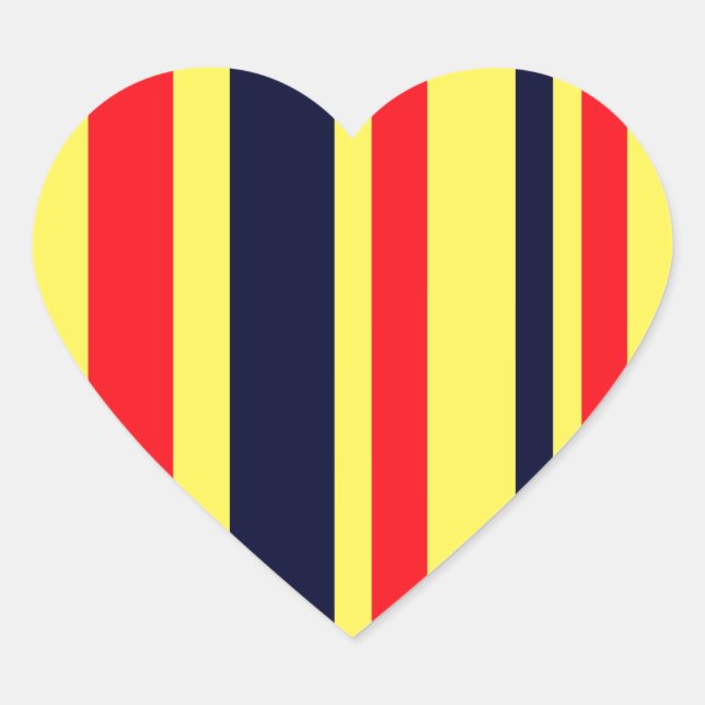 Weiße, blaue und rote Streifen Herz-Aufkleber (Vorderseite)