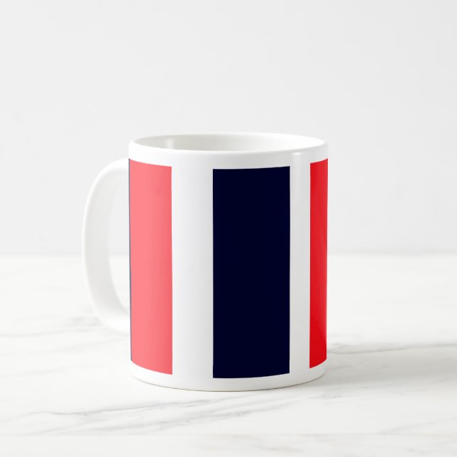 Weiße, blaue und rote Streifen Kaffeetasse (Vorderseite Links)