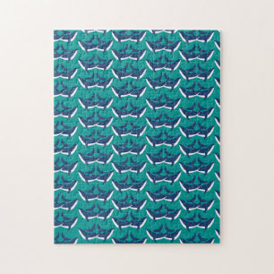 Weiße Blaue Wale Meer Tier Grün Ozean Marine Puzzle