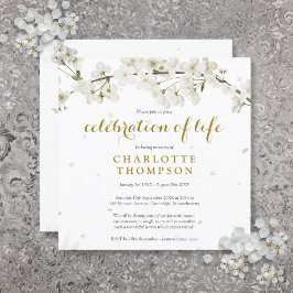 Weiße Blossom Blumenbeerdigung Feier des Lebens Einladung