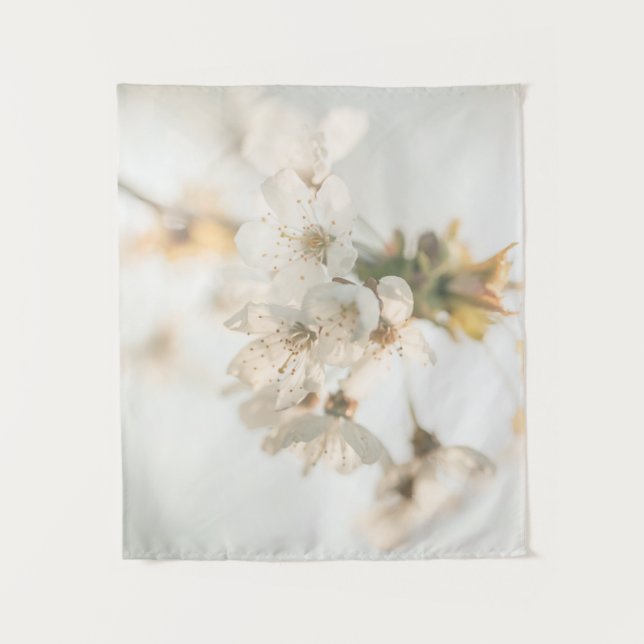 Weiße Blossom Nature Foto Wandteppich (Vorderseite)