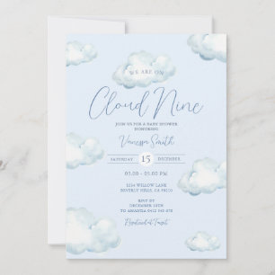 Weiße Blue Cloud Nine Baby Shower Party Einladung