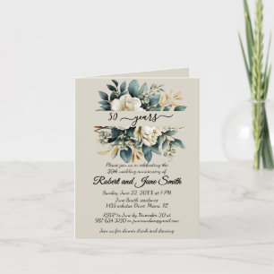Weiße blühende Blume 50. Hochzeitstag Einladung