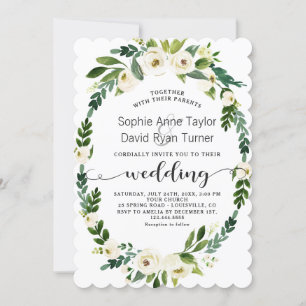 Weiße blühende Blumenhandschrift Einladung