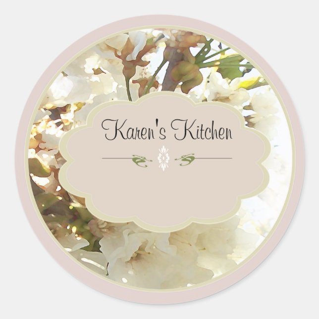 weiße Blume 2 Gewürzkleber Runder Aufkleber (Vorderseite)