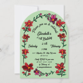 Weiße Blume an der Grenze 35. Geburtstagsparty Einladung