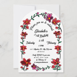 Weiße Blume an der Grenze 35. Geburtstagsparty Einladung