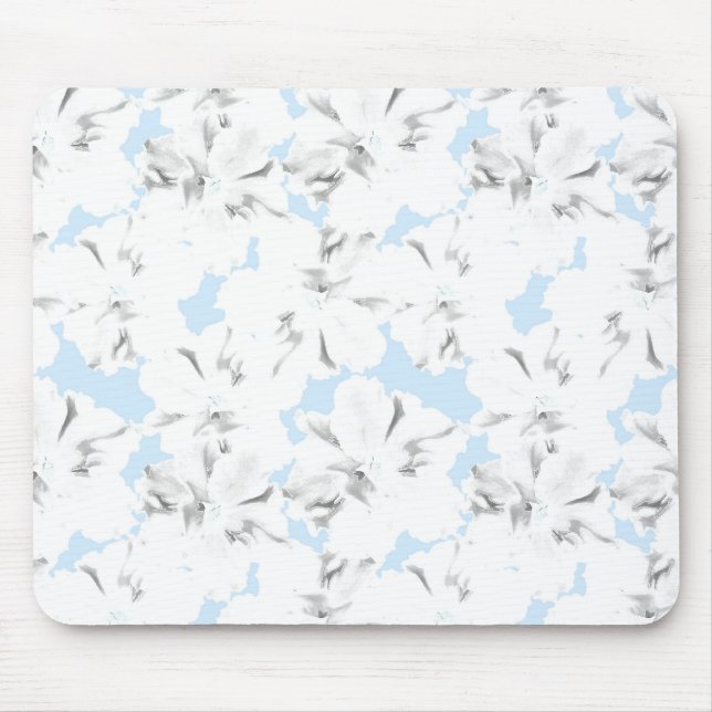 Weiße Blume auf hellblau. Mousepad (Vorne)