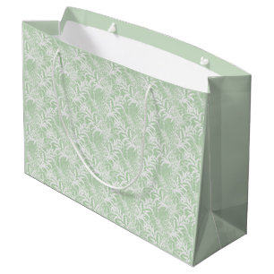Weiße Blume auf hellgrün. Große Geschenktüte