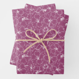 Weiße Blume auf Himbeere Geschenkpapier Set