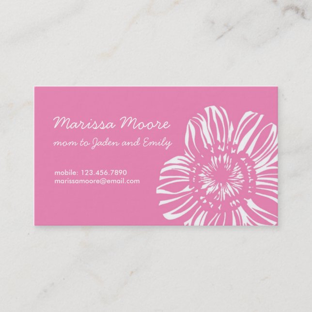 Weiße Blume auf rosa Karte (Vorderseite)