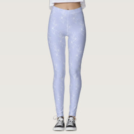 Weiße Blume Blauer Hintergrund Leggings