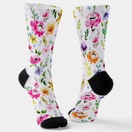 Weiße Blume Blumenmuster Socken