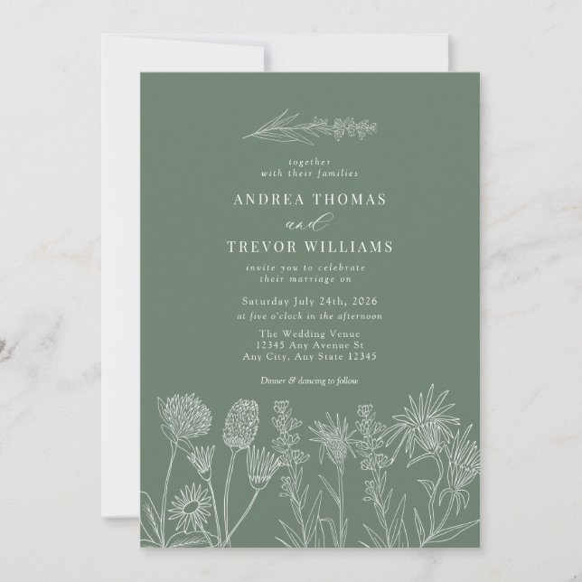 Weiße Blume | Boho Chic Wedding Einladung (Vorderseite)