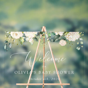 Weiße Blume, Creme-Blume, Babydusche Empfang Acrylschild