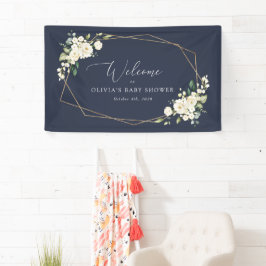 Weiße Blume, Creme-Blume, Babydusche Empfang Banner