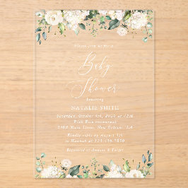 Weiße Blume, Creme-Blume, Boho, Babydusche Acryleinladungen