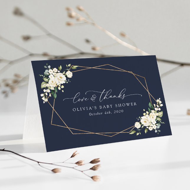 Weiße Blume, Creme-Blume, Boho, Babydusche Dankeskarte (Von Creator hochgeladen)