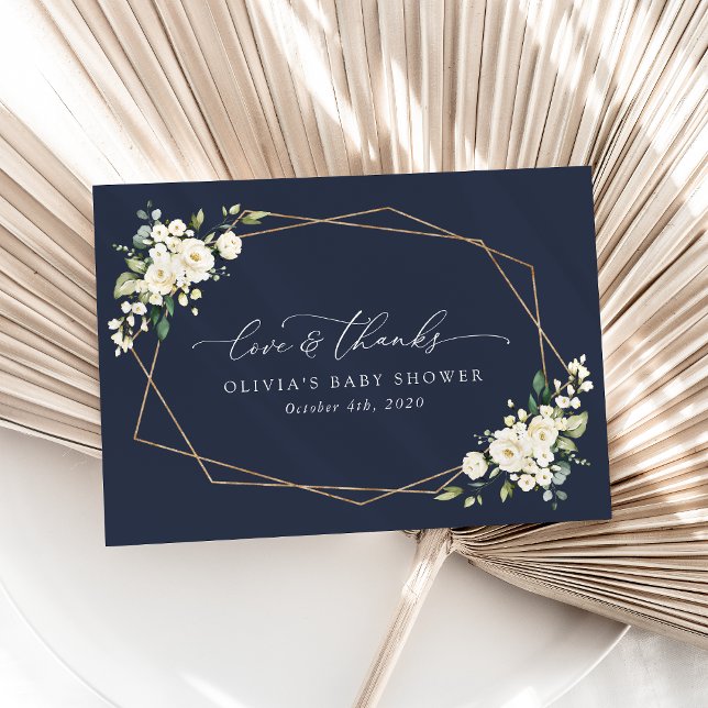 Weiße Blume, Creme-Blume, Boho, Babydusche Dankeskarte (Von Creator hochgeladen)