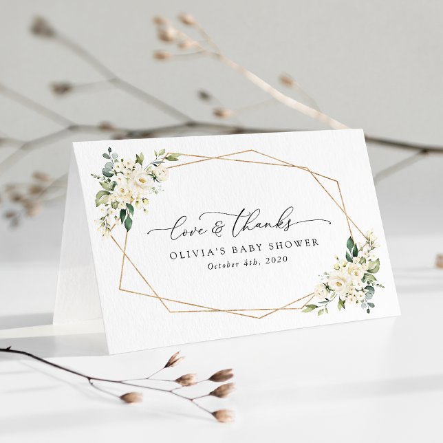 Weiße Blume, Creme-Blume, Boho, Babydusche Dankeskarte (Von Creator hochgeladen)