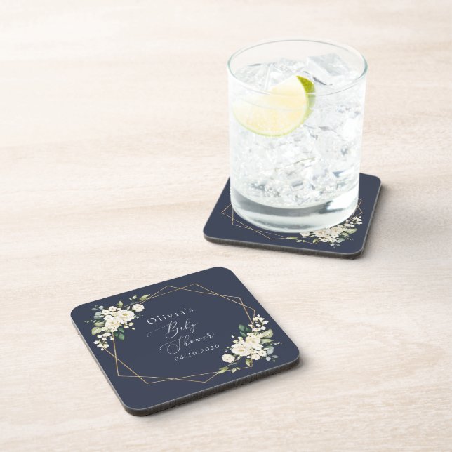 Weiße Blume, Creme-Blume, Boho, Babydusche Getränkeuntersetzer (Rechte Seite)