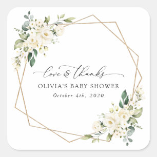 Weiße Blume, Creme-Blume, Boho, Babydusche Quadratischer Aufkleber