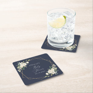 Weiße Blume, Creme-Blume, Boho, Babydusche Rechteckiger Pappuntersetzer