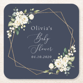 Weiße Blume, Creme-Blume, Boho, Babydusche Rechteckiger Pappuntersetzer