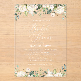 Weiße Blume, Creme-Blume, Boho, Brautparty Acryleinladungen