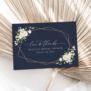 Weiße Blume, Creme-Blume, Boho, Brautparty Dankeskarte