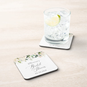 Weiße Blume, Creme-Blume, Boho, Brautparty Getränkeuntersetzer