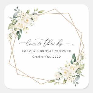 Weiße Blume, Creme-Blume, Boho, Brautparty Quadratischer Aufkleber