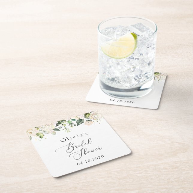 Weiße Blume, Creme-Blume, Boho, Brautparty Rechteckiger Pappuntersetzer (Vor Ort)