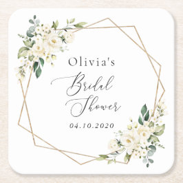 Weiße Blume, Creme-Blume, Boho, Brautparty Rechteckiger Pappuntersetzer