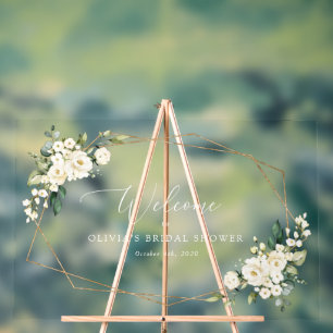 Weiße Blume, Creme-Blume, Boho, Bridal Empfang Acrylschild