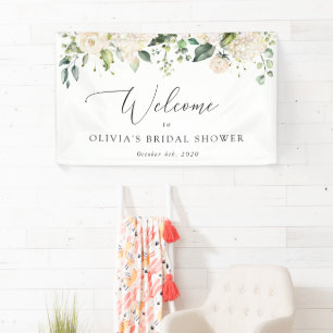 Weiße Blume, Creme-Blume, Boho, Bridal Empfang Banner