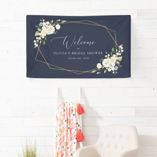 Weiße Blume, Creme-Blume, Boho, Bridal Empfang Banner (Insitu)