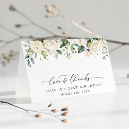 Weiße Blume, Creme-Blume, Boho, Geburtstag Dankeskarte