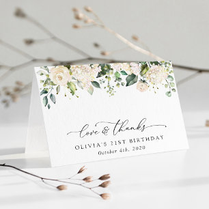 Weiße Blume, Creme-Blume, Boho, Geburtstag Dankeskarte