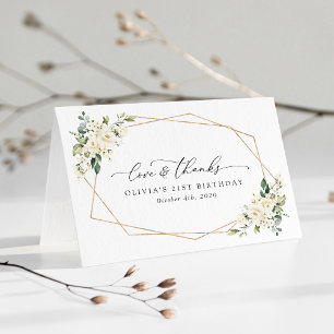 Weiße Blume, Creme-Blume, Boho, Geburtstag Dankeskarte