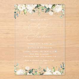 Weiße Blume, Creme-Blume, Boho, Sweet 16 Acryleinladungen