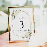 Weiße Blume, Creme-Blume, Boho, Tischnummern<br><div class="desc">Fügen Sie Ihrer Hochzeitsfeier eine persönliche Touch mit diesen stilvollen und unvergesslichen Party hinzu! Das Design zeichnet sich durch weiße Aquarellfarben-Blume,  Grünpflanzen und goldene Rahmen auf weißem Hintergrund aus.</div>