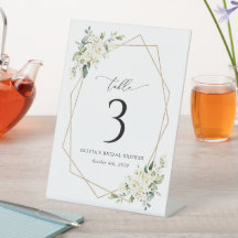 Weiße Blume, Creme-Blume, Boho, Tischnummern