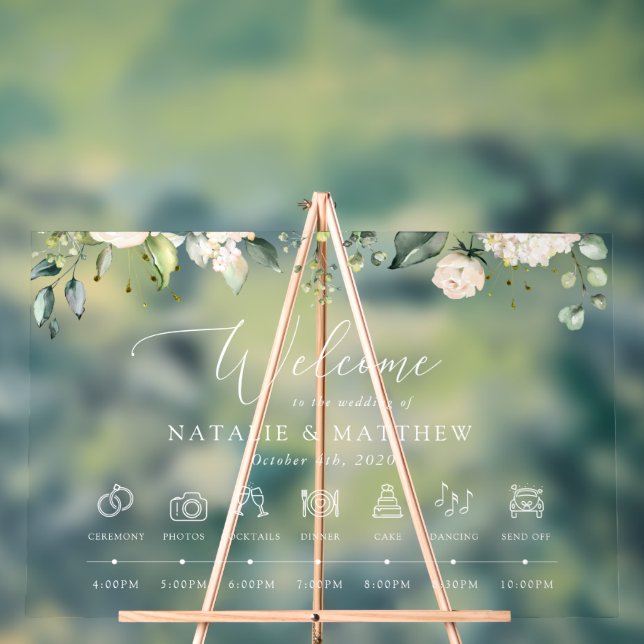 Weiße Blume, Creme-Blume, Hochzeitzeitzeitschrift Acrylschild (Neutral)