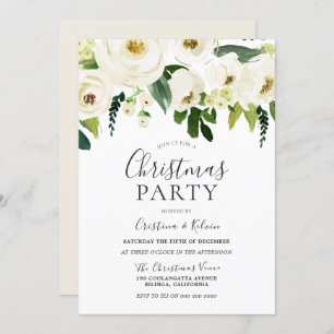Weiße Blume & Creme Elegantes Party Einladung