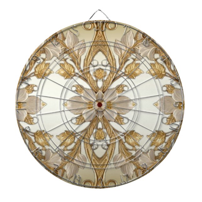 Weiße Blume Decorative Gold Dartboard Dartscheibe (vorne)