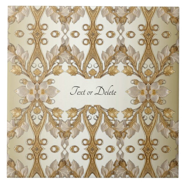 Weiße Blume Decorative Gold Keramik Tile Fliese (Vorderseite)