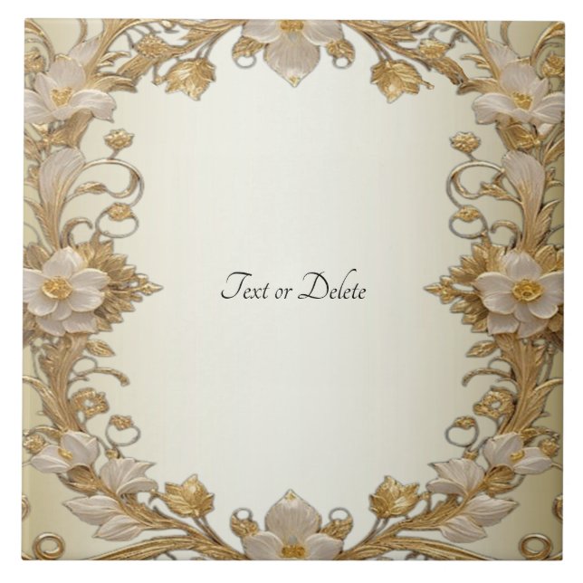 Weiße Blume Decorative Gold Keramik Tile Fliese (Vorderseite)