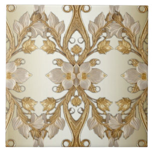 Weiße Blume Decorative Gold Keramik Tile Fliese
