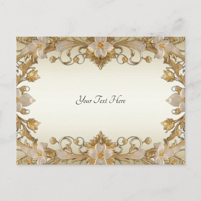 Weiße Blume Decorative Gold Postkarte (Vorderseite)